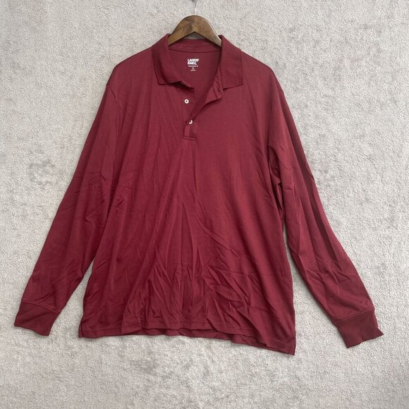 NWOT Lands' End Men's XL Traditional Fit Long-Sleeve Burgundy Polo Shirt - Picture 2 of 8